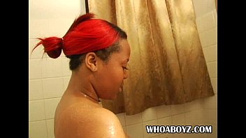 Round Black Lady Needs Help In The Bathroom